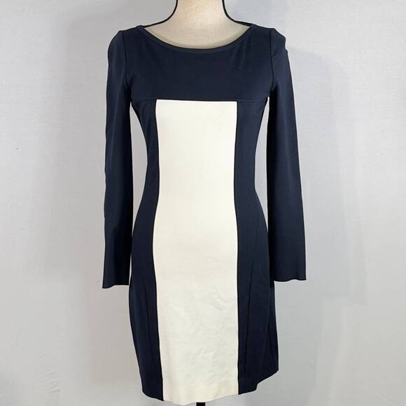 Akris Punto Colorblock Navy White Shift Mini Dress Women's Size 4 - Picture 2 of 9